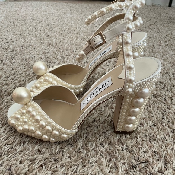 Jimmy Choo Zacaria Pearl 100 Heels Size 37.5 - Picture 7 of 9